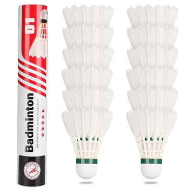 Philonext Goose Feather Badminton Shuttlecocks Birdies 12 Pack Stable Durable Hight Speed Training Badminton Balls for Indoor  Outdoor Practice Sports Activities