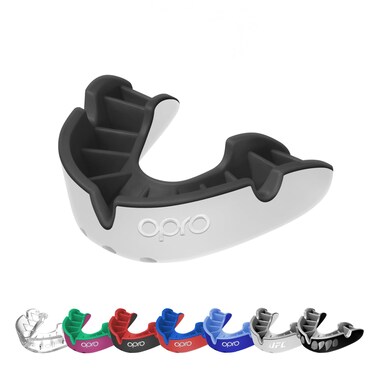 OPRO NEW Silver Level Adult and Youth Clear Sports Mouthguard With Case Gum Shield Featuring Revolutionary Fitting Technology for Hockey Lacrosse and Other Contact and Combat Sports White Adult
