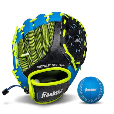 Franklin Sports Teeball Glove  Left and Right Handed Youth Fielding Glove  NeoGrip  Synthetic Leather Baseball Glove  90 Inch  Ready To Play Glove with Ball
