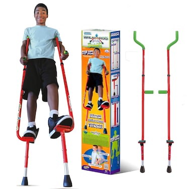 Geospace Original Walkaroo Xtreme Steel Balance Stilts with Height Adjustable Vert Lifters For Outdoor or Indoor Active Play  Exercise For Adults  Kids up to 115 KG RED