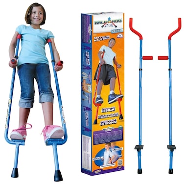 Geospace Original Walkaroo Steel Stilts by Air Kicks with Ergonomic Design for Easy Balance Walking Blue