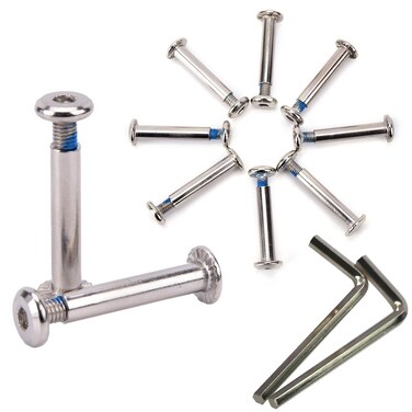 SquEqu 10 Pack Roller Skates Screw Inline Skate Wheel and Brake Mounting Screws Replacement OD 1564 6mm Shaft Hex Socket Axle Bolt for Rollerskates Skating Shoes Bearings Repair