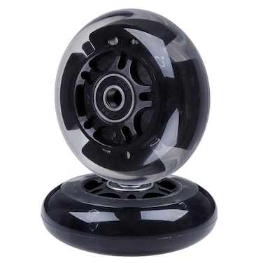 AOWISH 2Pack Light Up Scooter Rear Wheels 80mm Flash Flashing Inline Skates Replacement Wheel with Bearings ABEC 9 for Adjustable 3Wheel Kick Scooters Black