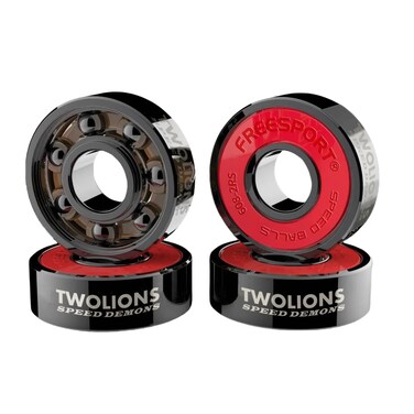 TwoLions High Rev 608RS Hybrid Black Ceramic Bearings for Inline Skate or Skateboard or Scooter Pack of 8