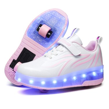 HHSTS Kids Shoes with Wheels LED Light Color Shoes Shiny Roller Skates Skate Shoes Simple Kids Gifts Boys Girls The Best Gift for Party Birthday Christmas Day