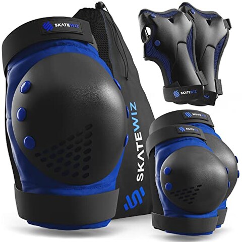SKATEWIZ Roller Skate Protection for Children and Adults for Skateboard BMX Bicycle  Smash  Roller Skates 6 pcs  Childrens Skate Knee Pad