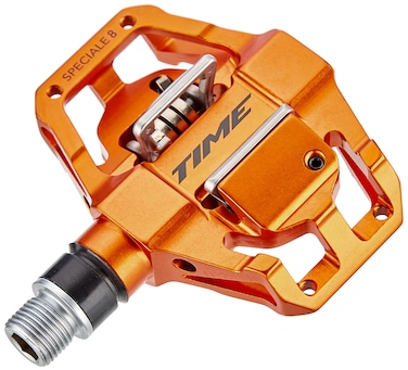TIME Speciale 8  Clipless Bike Pedals  Aluminum Pedal Body  Dual Sided Clipless  Mountain MTB  Black or Orange Pair