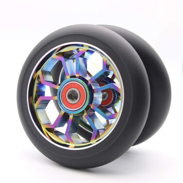 ZFIRST 2Pcs Replacement 100 mm Pro Stunt Scooter Wheel with ABEC 9 Bearings Fit for MGPRazorLucky Pro Scooters Rainbow