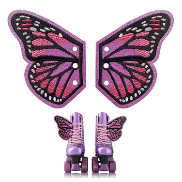 GR GLAMRAY Glittery Butterfly Wings for Roller Skate Shoes Boots Roller Skate Accessories for Women Girls