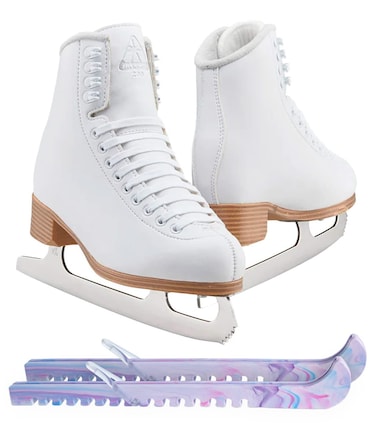 Jackson Classic Models White Figure Ice Skates for Women and Girls Bundle with Skate Guards Just Launched 2024
