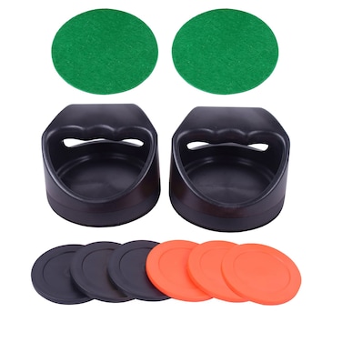 Air Hockey Pushers and Air Hockey Pucks 2PCS Striker with 2PCS Plastic Pucks and 2PCS Logoed Aluminum Pucks