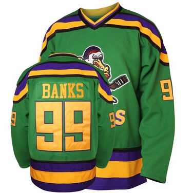 Adam Banks 99 Mighty Ducks Movie Hockey Jersey White Green