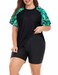 Davena Womens Plus Size 2 Piece Rash Guard Short Sleeve Swimsuit with Boyshorts Swim Shirt UPF 50