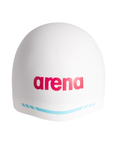 Arena Unisex Silicone 3D Racing Swim Cap High Performance Hydrodynamic Bathing Cap for Professional Athletes FireflowWhite Large