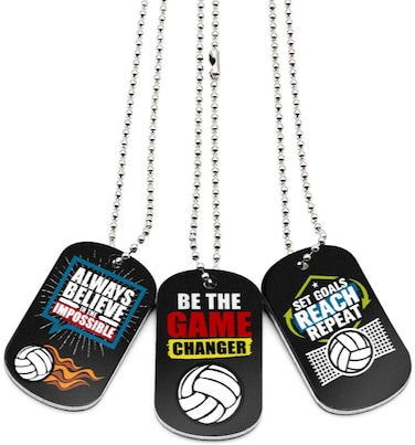 Inkstone 12Pack Volleyball Dog Tag Necklaces with Motivational Quotes  Wholesale Bulk Volleyball Gifts Volleyball Party Favors and Goodie Bag Items for Youth Teen Boys Girls Adult Men Women