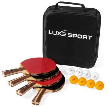 Ping Pong Paddle Set of 4 Full Table Tennis Bundle includes 4 Ping Pong Paddles 8 Three Star Balls Portable Storage Travel BagCase  Racket Kit 2 or 4 Players  Recreational IndoorOutdoor Games