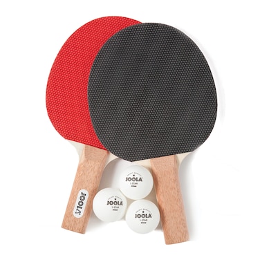 JOOLA Essentials Duel 2Player Table Tennis Racket Set with 2 Ping Pong Paddles  3 Balls  Pips Out Hardbat Ping Pong Rackets Great for All Playing Levels  Ages  White Ping Pong Balls