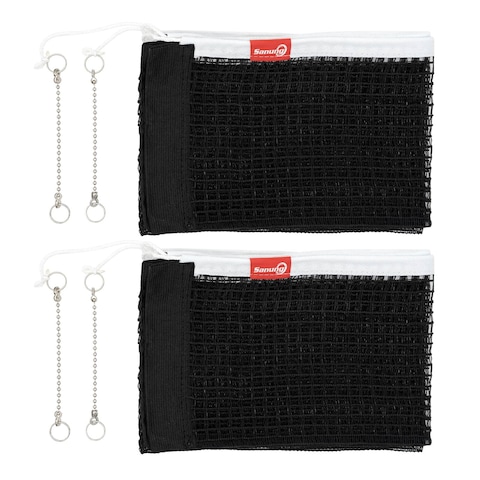 Sanung CY1 Table Tennis Net Set 2 Pieces High Stretch Foldable Ping Pong Cotton Net with 4 Chains Net Ruler Adjust Tension Height Compatible with Any Standard Size Desktop for Indoor Outdoor Use