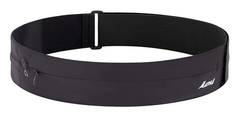 Athl Running Belt with Two Pockets  Stretch Pouches Fit Most Phones Wallet Cards and More  Key Clip Earphone Jack Adjustable One Size Fits All Waist Strap  for Exercise and Travel  Black