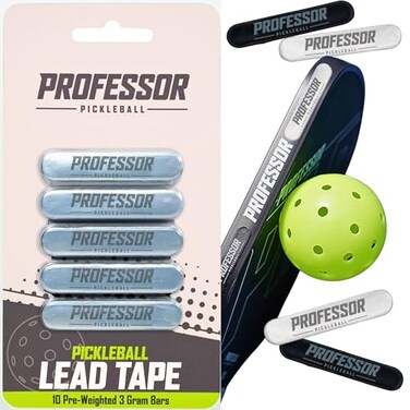 Professor Pickleball Lead Tape for Pickleaball Paddles 10 Pack  3 Gram PreWeighted Bars  Add Power  Control to Your Paddle  Extra Strength Adhesive Edge Guard Strips Black or Silver