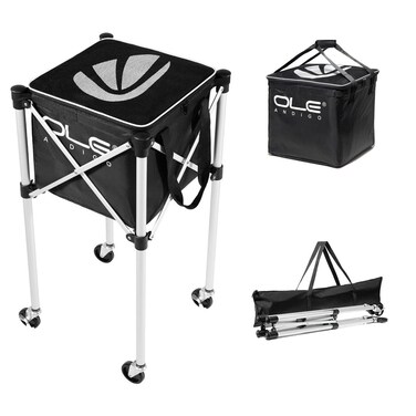 OLE ANDIGO Tennis Ball Hopper 160 Balls Tennis Ball Basket with Storage Bag Lightweight Tennis Balls Hopper with Detachable Tennis BagSmooth Rolling Tennis Ball CartTennis Ball Machine for Practice