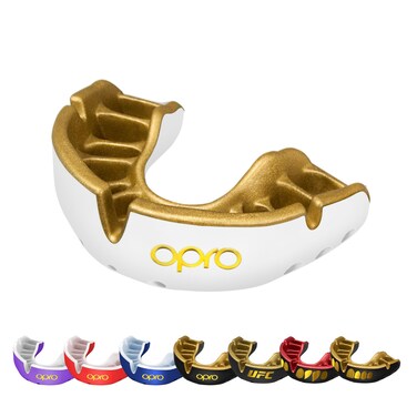 OPRO New Gold Level Mouthguard Adults and Junior Sports Mouth Guard Featuring Revolutionary Fitting Technology for Boxing Lacrosse MMA Martial Arts Hockey and All Contact Sports White Adult