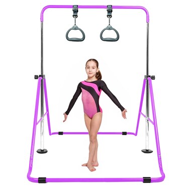Gymanstics Bars for Home with Rings Kids Grip Training Boys Girls Gift Set Gymnastics Training Bar Folding Adjustable Height Expandable Horizontal Bars Gym Junior for Age 38