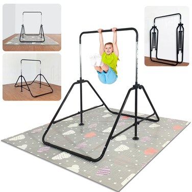 MARFULA Adjustable Gymnastics Bar with Mat 6 Ft Kip Bar with Mat Gymnastics Horizontal Bar with Mat Gymnastics Training Bar Equipment with Mat for Kids and Gymnast Exercise Home and Gym Club Use