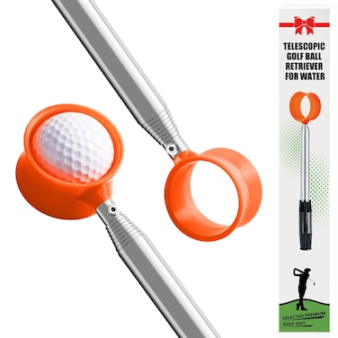 FINGER TEN Golf Ball Retriever Pole for Water Telescopic 9 Feet 12 Ft with Golf Ball Cleaner Pouch Golf Ball Grabber Picker Hinged Cup Retractable Stainless Steel Shaft