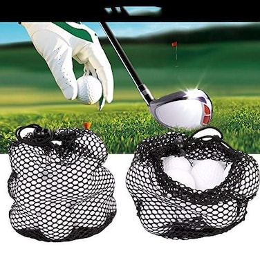 Tbest 3 Size Nylon Mesh Drawstring Pouch Golf Balls Holder Storage Bag Black