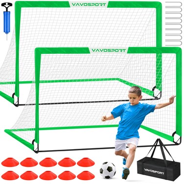 Kids Soccer Goals for Backyard Set  2 of 6x4 ft Portable Soccer Goal Training Equipment Practice Soccer Net with Soccer Ball Cones Bag Soccer Set for Kids Youth Toddler Games Sports Outdoor Play