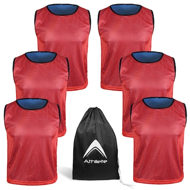 Athllete Reversible Pinnies Set of 6  Free Carry Bag Basketball Soccer Training Vest Team Scrimmage Practice Jersey