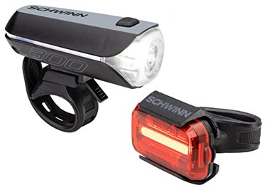 Schwinn LED Quick Wrap Bike Lights Set Battery Powered Front Headlight and RearBack Tail Lights ToolFree StretchandHook Strap Bicycle Part and Accessories