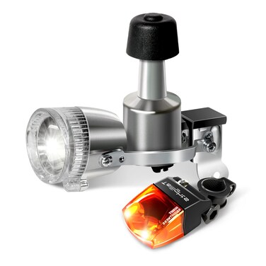 Bike Lights Front and Back Fully Dynamo Bike Light Set Motorized Friction Generator 200 Lumens Waterproof Easy to Install Never Need Battery Bike Light