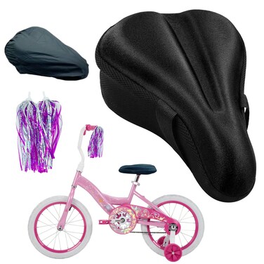 TOMDLING Kids Gel Bike Seat Cushion Cover Breathable Memory Foam Child Bike Seat Cover Seat Cushion for Childrens Bicycle with Water and Dust Resistant Cover 9x6