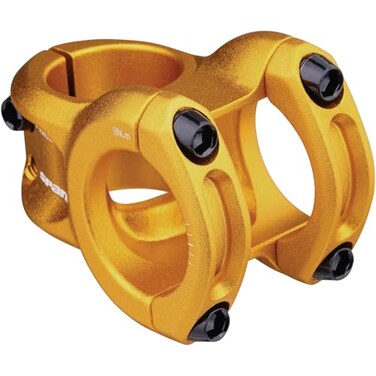 Spank Spoon 318 Stem Gold Diameter 318mm Length 3343mm Rise 0 Chamfered bar clamp Ultrashort stack height Bicycle Stem Ideal All mountain enduro trail free ride DJ EBike