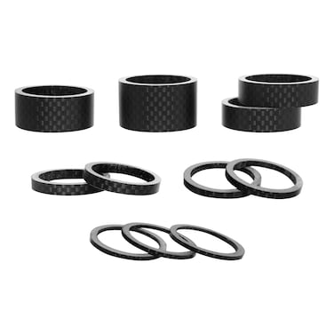 ZTZ 11PCS Headset Spacer Set for 118 Fork Stem  Aluminum Carbon Fiber Washer Kit 20 15 10 5 3 2 mm Bicycle Threadless Ultralight Spacers Compatible with MTB Road BMX Folding Bikes