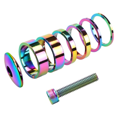 MEISCHE 1 18 Inch Headset Spacer with Stem Top Cap Bolt Kit Rainbow 286mm Fork Tube Washer Cover