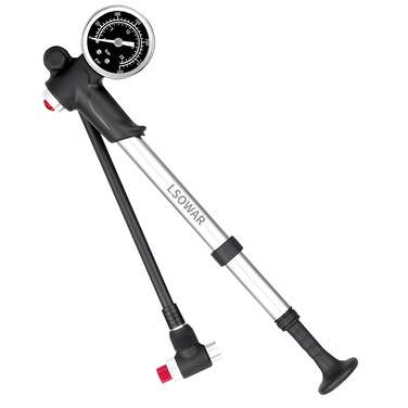 High Pressure Shock Pump  300 PSI Max MTB Bike Shock Pump for Fork  Rear Suspension with NoLoss Schrader Valve American Style