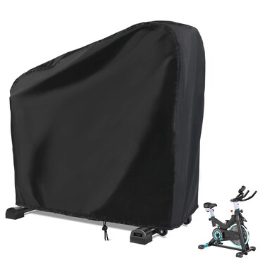 Rilime Exercise Bike Cover Upright Cycling Protective Stationary Bike Covers Outdoor Storage Waterproof Dustproof Bicycle Cover Ideal for Indoor  Outdoor FitnessBlack