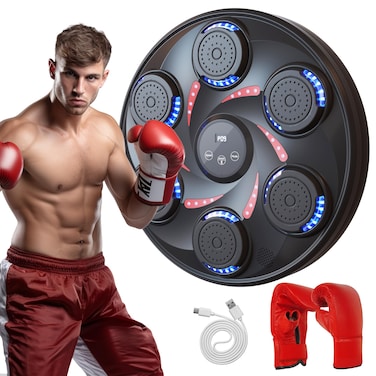 BZK Upgrade Music Boxing Machine Smart Boxing Music Workout Machine Music Boxing Machine for Adults and Kids Wall Mounted Home Workout Bluetooth Music Boxing Trainer