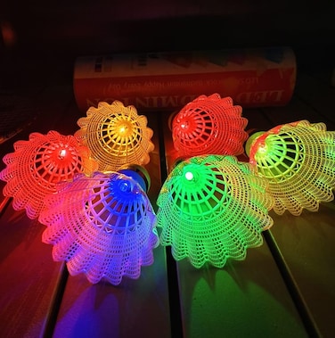 Leadge LED Shuttlecock Badminton Birdies Shuttlecock Dark Night Nylon Glow Glow Birdies Lighting for Outdoor Indoor Sport Activities 6Packs Multi Color