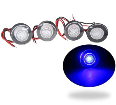Pactrade Marine Boat LED Livewell Round Button Courtesy Light OEM WaterProof Blue 4 Piece