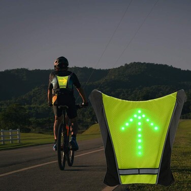 LED Turn Signal Safety Vest with Direction Indicator USB Charging  Adjustable Bike Pack Accessory Guiding Light for Night Running Walking Cycling Gear  LED Glowing Reflective Backpack