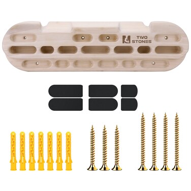 TWO STONES Climbing Hangboard Rock Climbing Training as Climbing Fingerboard with Jugs Slopes and Edges Pockets as Door Mounted Training Station Rock Climbing Pull Up Bar