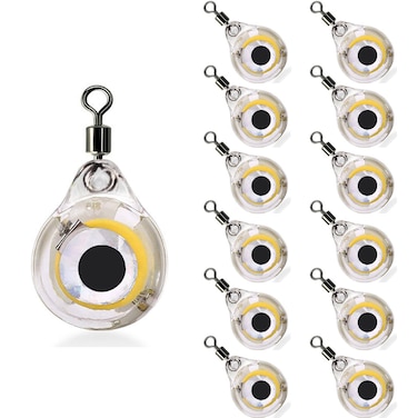 Edearkar LED Underwater Fishing Light Small Fish Eye Mini LED Fishing Light Attractants Lures for Night Fishing in Fresh Water Salt Water 12 Pack