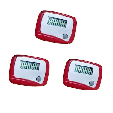 3Pcs Portable Counter Mini Digital LCD Pedometer Sports Walking Running Step Counter Meter Walking Distance MilesExercise Time Calorie Counter Daily Target MonitorElectronics and GadgetsRed