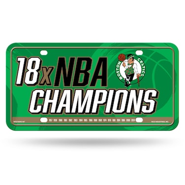 Rico Industries NBA Basketball Boston Celtics Champ Metal Auto Tag 6 x 12  Great for TruckCarSUV