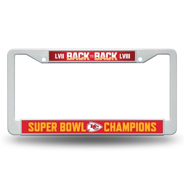 Rico Industries NFL Football Kansas City Chiefs Back to Back Champs 12 x 6 Plastic Car Frame