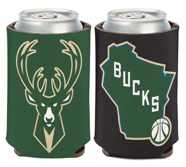 Fanatics NBA Milwaukee Bucks State Can Cooler 1Pack 12 oz Foldable 2Sided Design